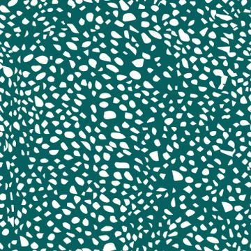 Sketchy hand-drawn points vector seamless pattern. White dots texture on gree Stock Illustration