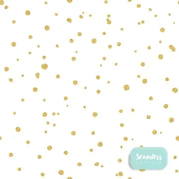 Sketchy hand-drawn points vector seamless pattern, made of gold glitter. Illustrazione stock