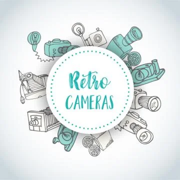 Sketchy Hand drawn vector cinema card. hand drawn doodle cartoon retro photo Stock Illustration
