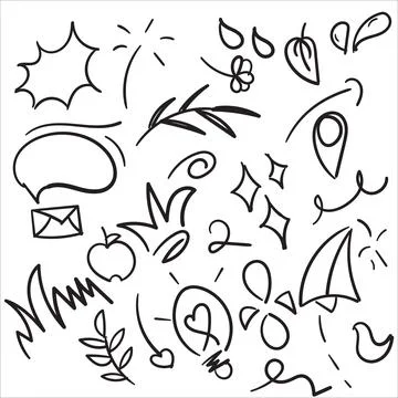Sketchy icons seamless pattern on white background for creative projects Stock Illustration