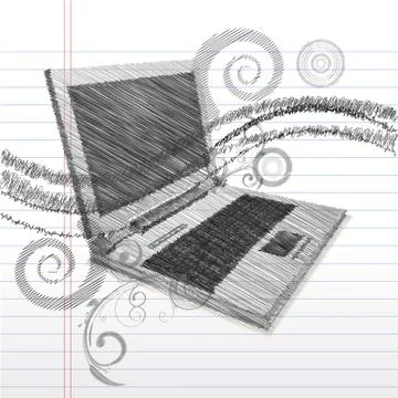 Sketchy laptop Stock Illustration