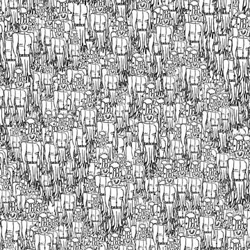 Sketchy monster man illustration pattern Stock Illustration