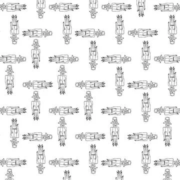 Sketchy monster man illustration pattern Stock Illustration
