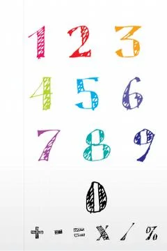 Sketchy number text Stock Illustration