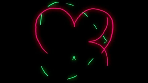 Sketchy Romance - PENCILheart centre up down color glowing pulse Stock-Footage 85276552