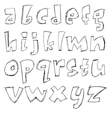 Sketchy small letters Stock Illustration