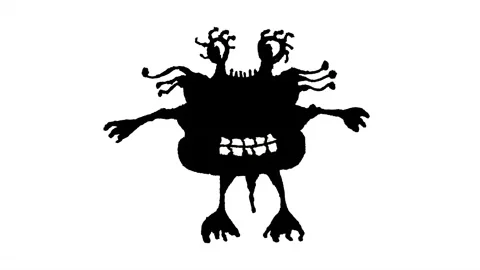 Sketchy style black creature isolated illustration looped animated video Stock Footage 338191940