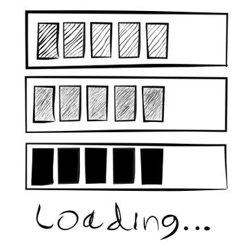 Sketchy three style of loading sign Stock Illustration