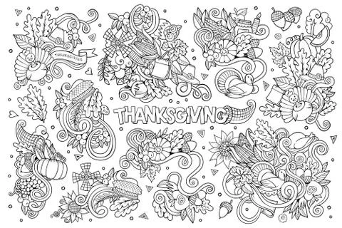 Sketchy vector hand drawn Doodle cartoon set of objects Stock Illustration