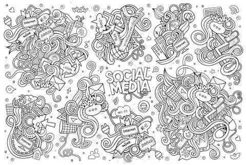 Sketchy vector hand drawn Doodle cartoon set of objects Stockillustratie
