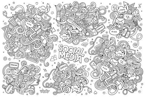 Sketchy vector hand drawn Doodle cartoon set of objects 스톡 일러스트