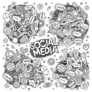 Sketchy vector hand drawn Doodle cartoon set of objects Stock Illustration