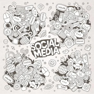 Sketchy vector hand drawn Doodle cartoon set of objects Stock Illustration