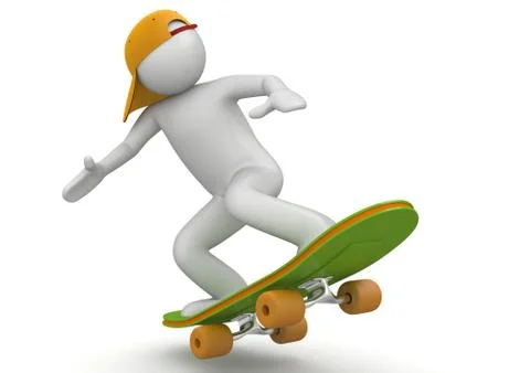 Sketeboarding (3d characters isolated on white background series) Stock Illustration