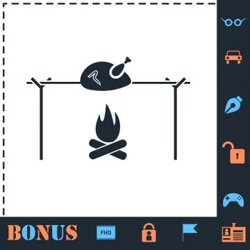 Skewer Chicken icon flat Stock Illustration