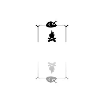 Skewer Chicken icon flat Stock Illustration