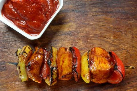 Skewer of chicken Stock Photos