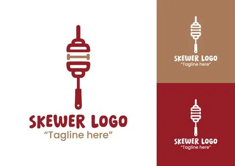 Skewer Logo Creative Grilled Snack Branding Stock Illustration