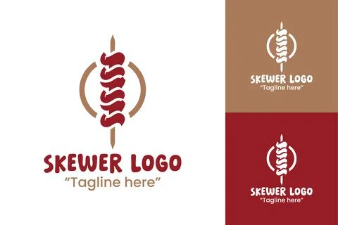 Skewer Logo Fun Casual Snack Branding Stock Illustration