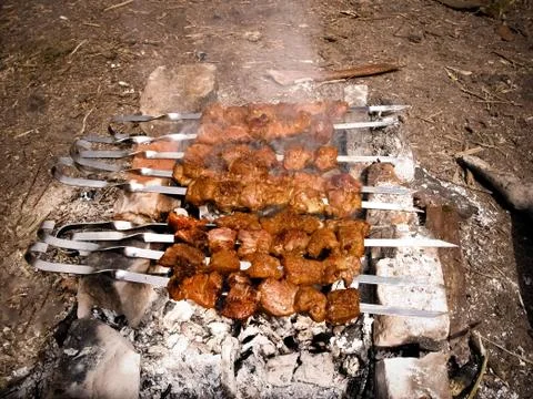 Skewered meat Stock Photos