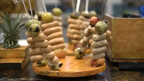 Skewered Sausage Stock Footage 276345753