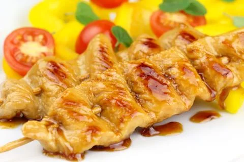Skewered turkey close Stock Photos