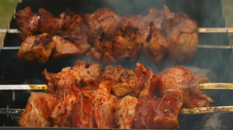 Skewers of Meat Stock Footage 51322133