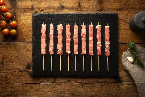Skewers with pork Stock Photos