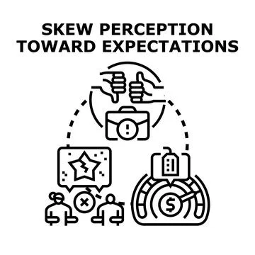 Skewing perception toward business expectations concept Stock Illustration