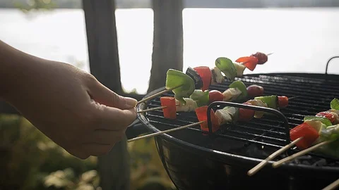 Skews on grill. Stock Footage 92701740