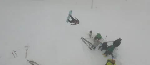 Ski and Snowboard back flip, in Mzaar Lebanon Stock Footage