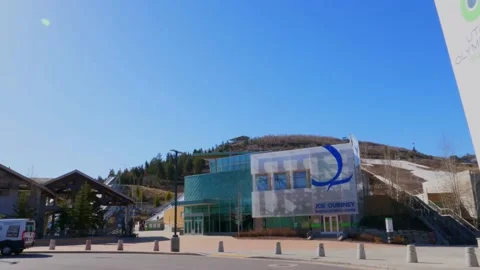 Ski and snowboard jump olympic training facility building Stock Footage 171996590