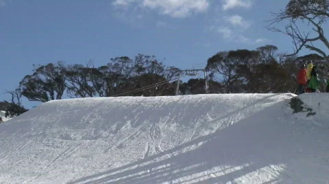 Ski and Snowboard Jumps Stock Footage 197945