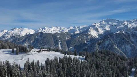Ski area Braunwald and high mountains in Glarus Canton Stock Photos
