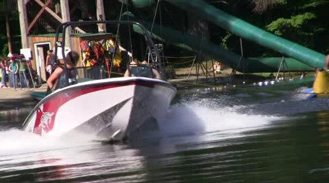 Ski boat pull water torpedo Stock Footage 12206954