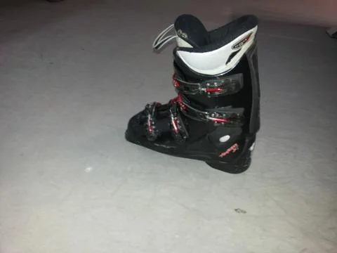 Ski boot on floor Stock Photos