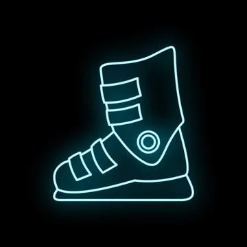 Ski boot glowing neon outline icon Stock Illustration