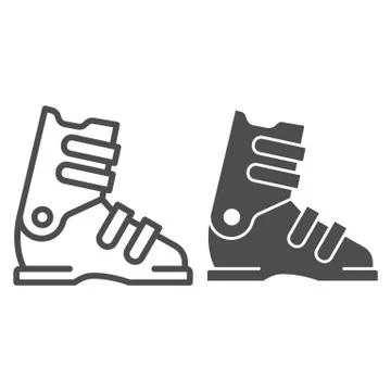Ski boot line and solid icon, Winter sport concept, Winter sport professional Stock Illustration