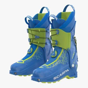 Ski Boots Blue 3D Model