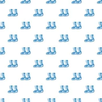 Ski boots blue seamless pattern winter sport equipment Stock Illustration
