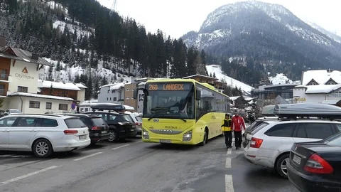 SKI BUS AT RESORT Stock Footage 121859160