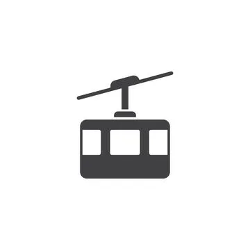 Ski cable car in flat style. Funicular vector illustration on isolated back.. Illustrazione stock
