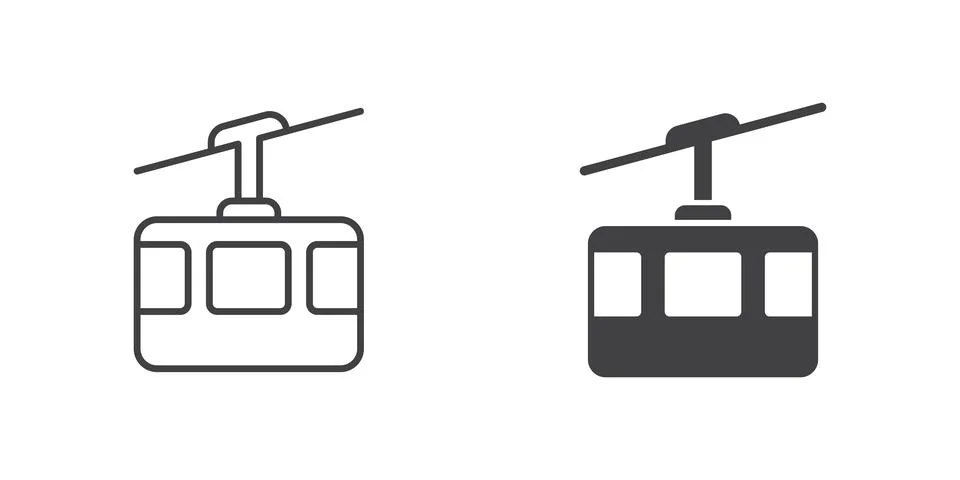 Ski cable car in flat style. Funicular vector illustration on isolated back.. Illustrazione stock