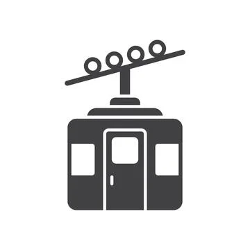 Ski cable car in flat style. Funicular vector illustration on isolated back.. Illustrazione stock