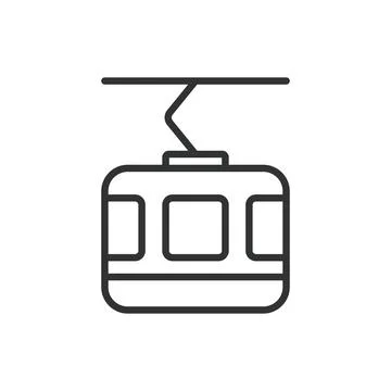 Ski cable car, in line design. Cable car, gondola, ski lift, mountain Stock Illustration