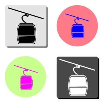 Ski cable lift. flat vector icon Stock Illustration