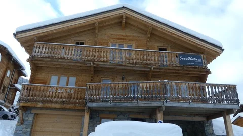 SKI CHALETS SWEEP Stock Footage 121484820