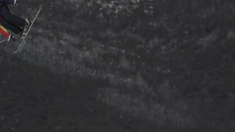 Ski competitor performs another jump. Stock Footage 81882396