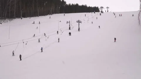 Ski complex, athletes downhill Stock Footage 195108668