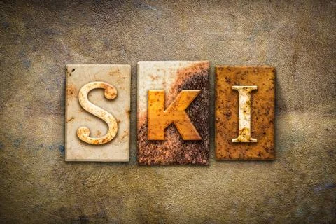 Ski Concept Letterpress Leather Theme Stock Illustration